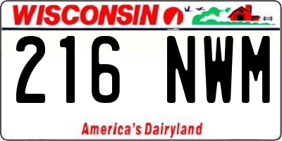 WI license plate 216NWM