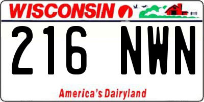 WI license plate 216NWN