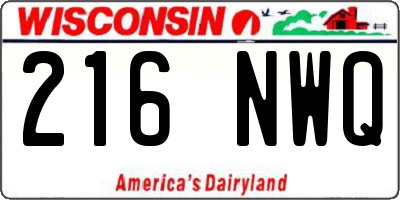 WI license plate 216NWQ
