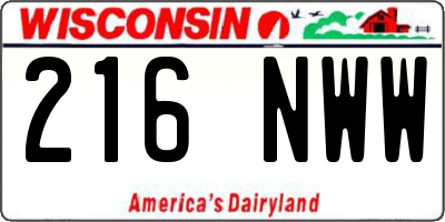 WI license plate 216NWW