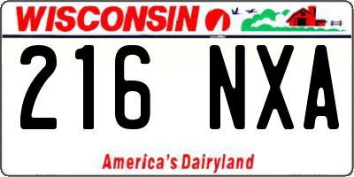 WI license plate 216NXA