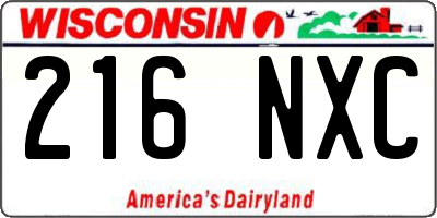 WI license plate 216NXC