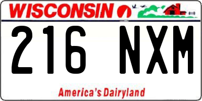 WI license plate 216NXM
