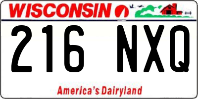 WI license plate 216NXQ