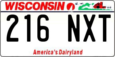 WI license plate 216NXT