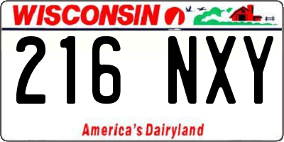 WI license plate 216NXY