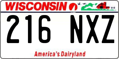 WI license plate 216NXZ
