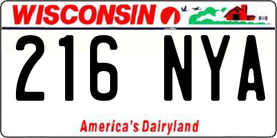 WI license plate 216NYA