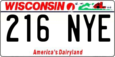 WI license plate 216NYE