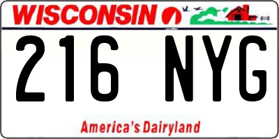 WI license plate 216NYG