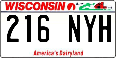 WI license plate 216NYH