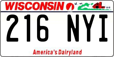 WI license plate 216NYI
