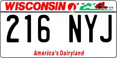 WI license plate 216NYJ
