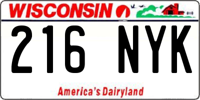 WI license plate 216NYK