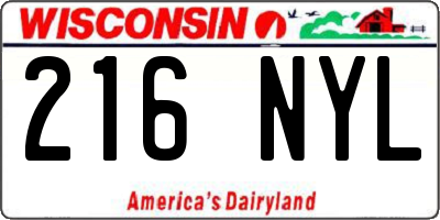 WI license plate 216NYL