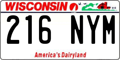 WI license plate 216NYM