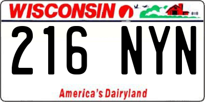 WI license plate 216NYN