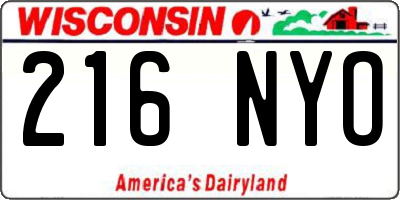 WI license plate 216NYO