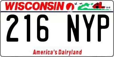 WI license plate 216NYP