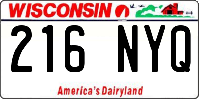 WI license plate 216NYQ