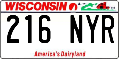 WI license plate 216NYR