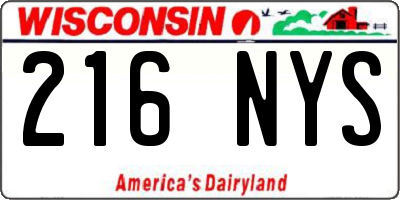 WI license plate 216NYS