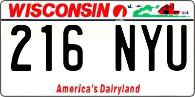 WI license plate 216NYU
