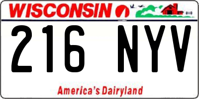 WI license plate 216NYV