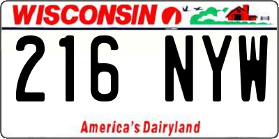 WI license plate 216NYW