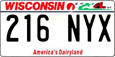 WI license plate 216NYX