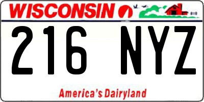 WI license plate 216NYZ