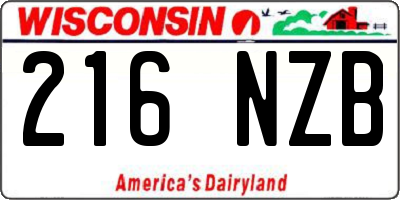 WI license plate 216NZB