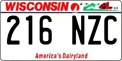 WI license plate 216NZC