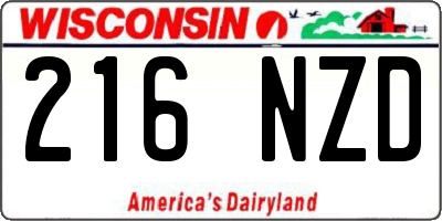 WI license plate 216NZD