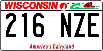 WI license plate 216NZE