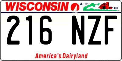 WI license plate 216NZF