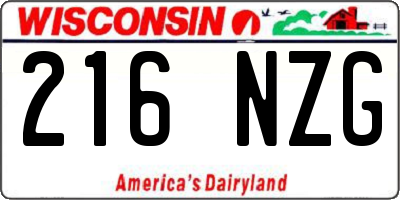 WI license plate 216NZG
