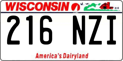 WI license plate 216NZI