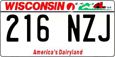 WI license plate 216NZJ
