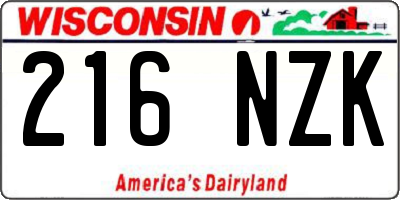 WI license plate 216NZK
