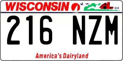 WI license plate 216NZM