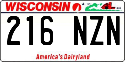 WI license plate 216NZN
