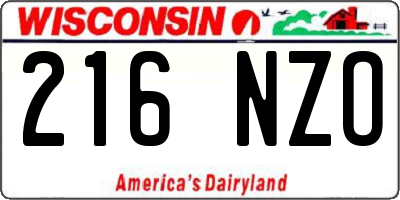 WI license plate 216NZO