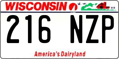 WI license plate 216NZP