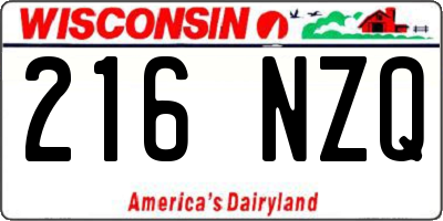 WI license plate 216NZQ