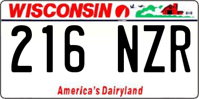 WI license plate 216NZR
