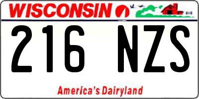 WI license plate 216NZS