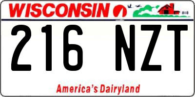 WI license plate 216NZT