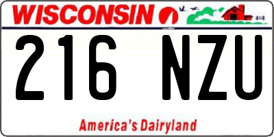 WI license plate 216NZU