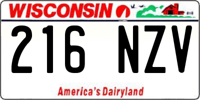 WI license plate 216NZV